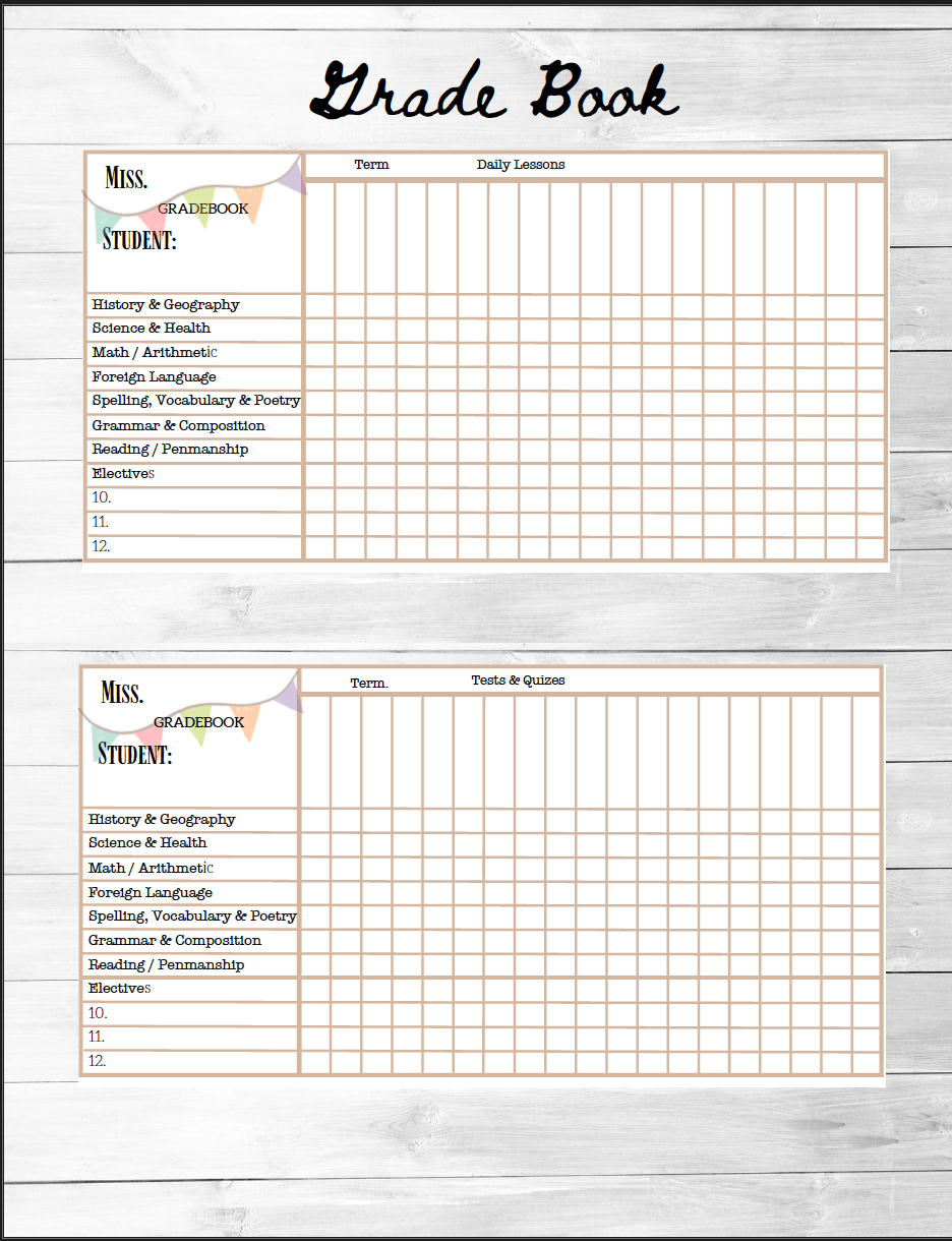 Homeschooling Grade Book