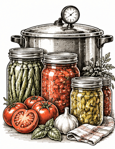 Vintage black and white illustration of a garden harvest basket for Grow It