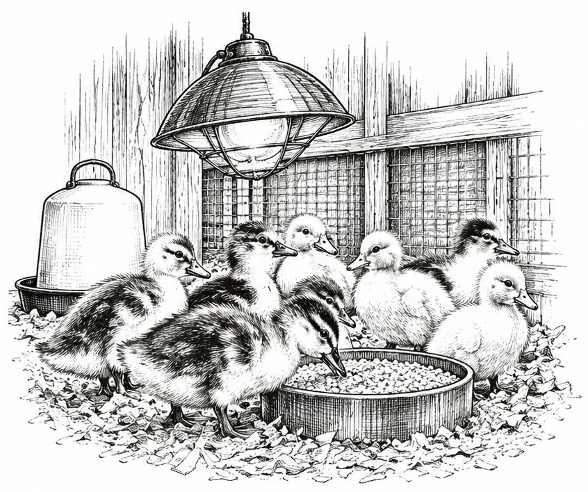 Homestead poultry and eggs illustration