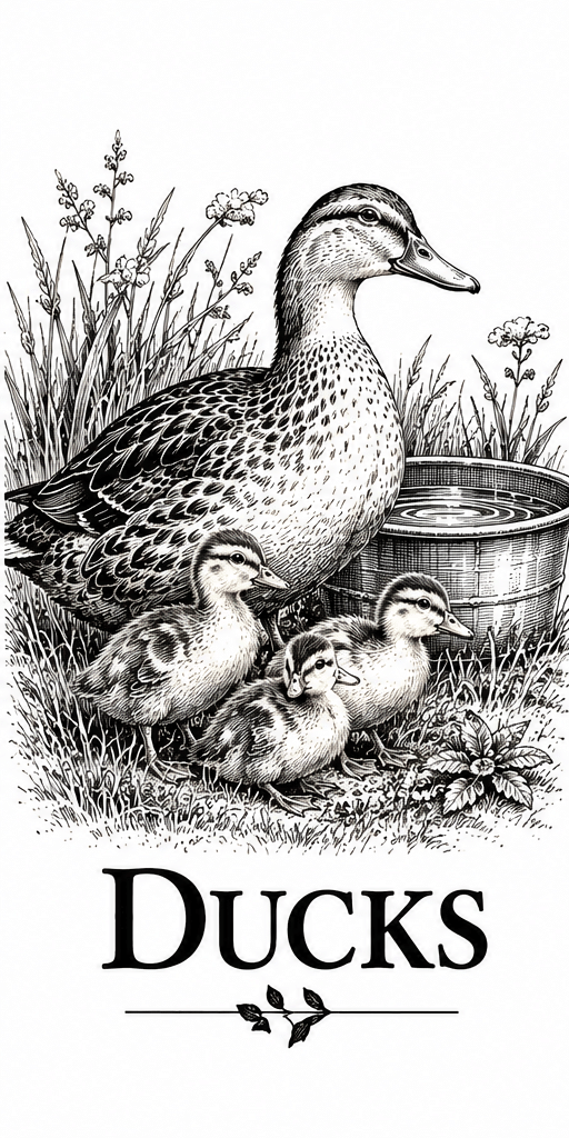 Hand-drawn ducks illustration for Coffee Homestead