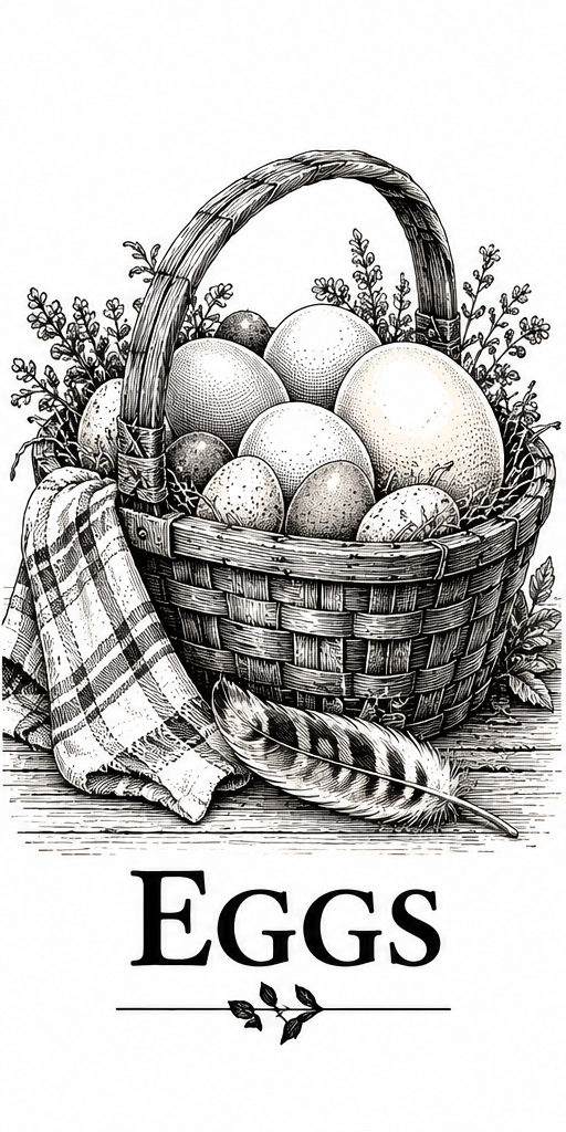 Hand-drawn farm poultry illustration