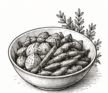 Vintage black and white illustration of canning jars and a canner for Preserve It